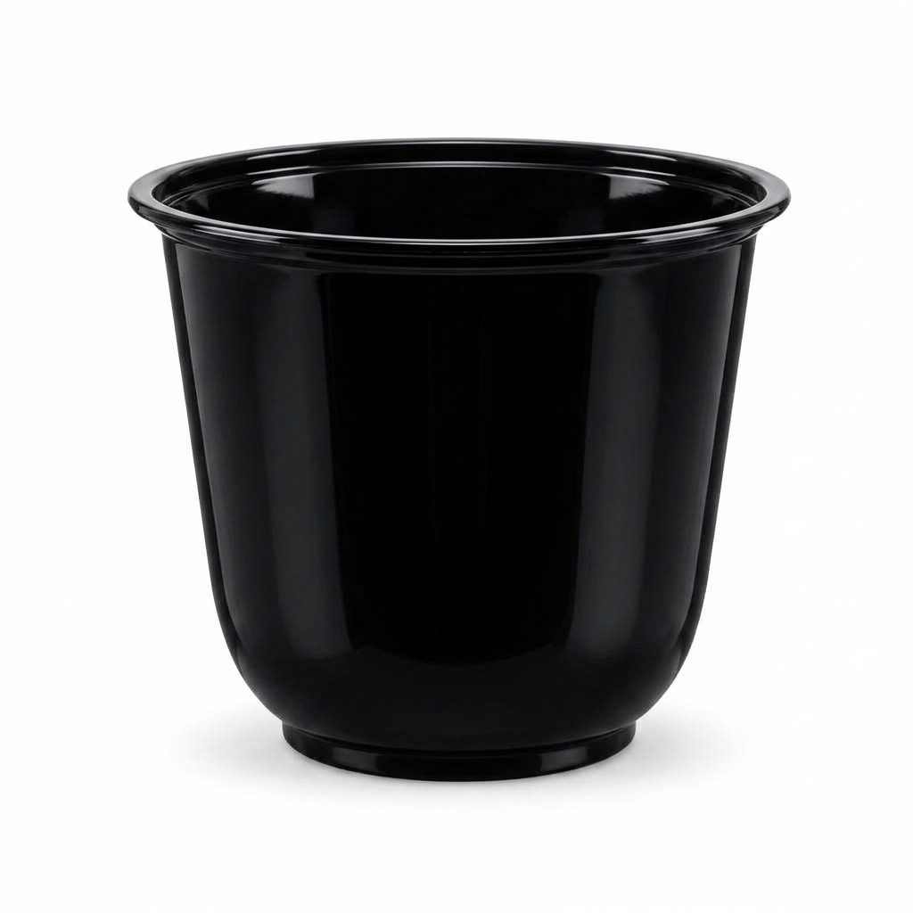 12oz PET black flat U cup