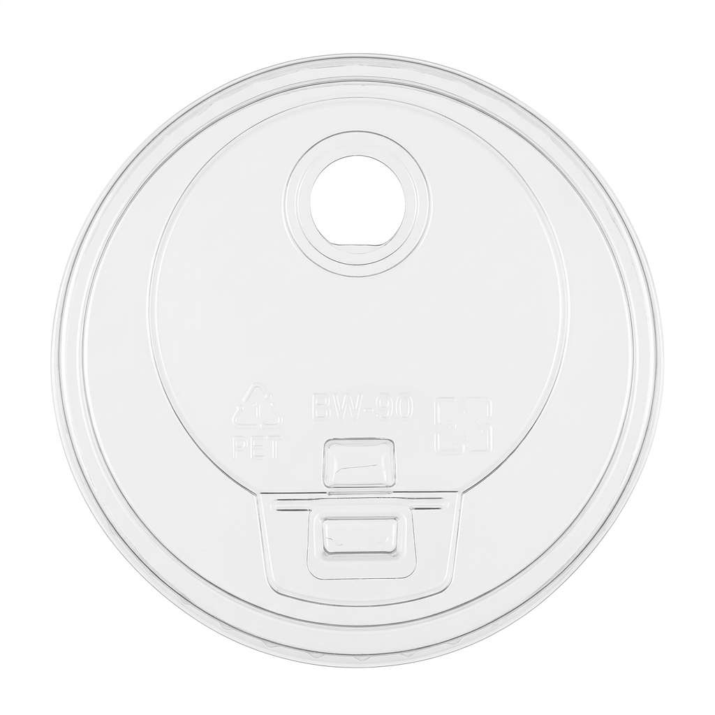 90mm PET Double Hole Lid (Clear)