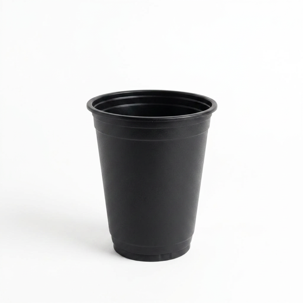 12oz PP black frosted flat cup